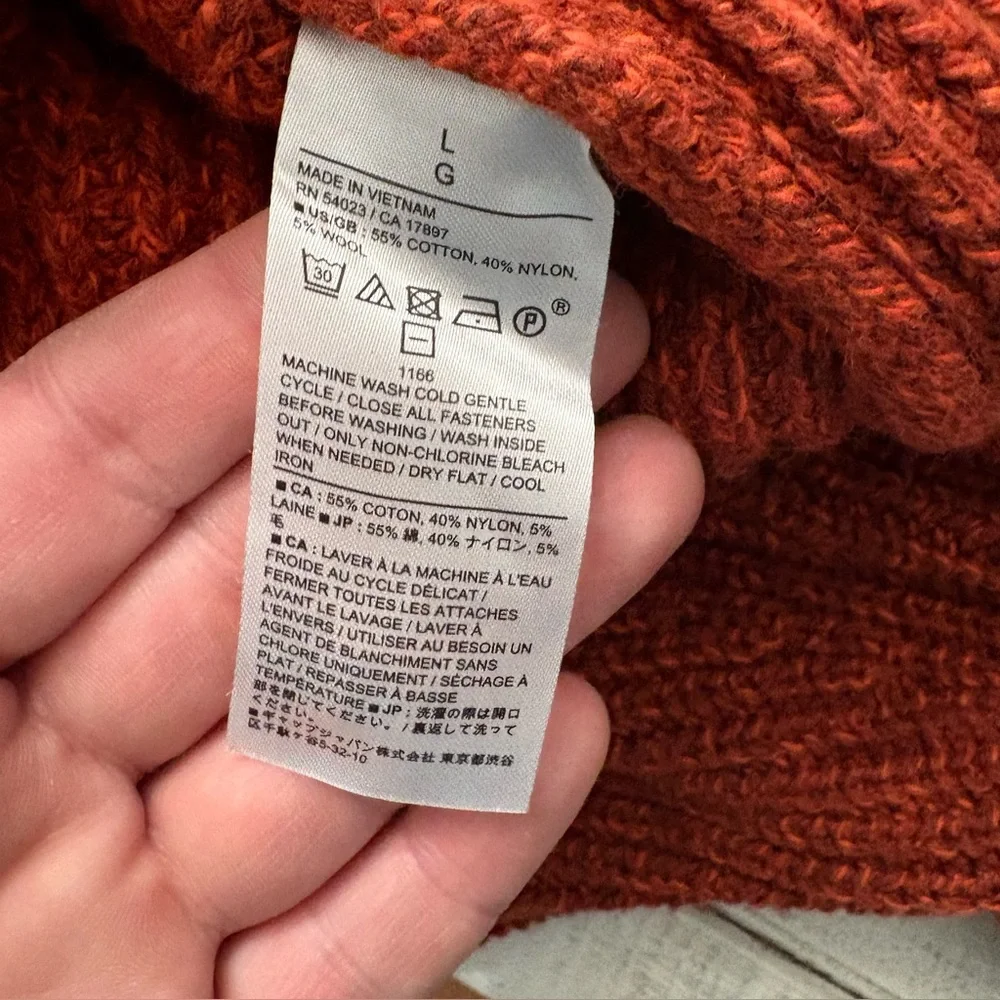 Banana Republic Mens Sweater ‎ Shawl Collar 100% BurntOrange Size L euc